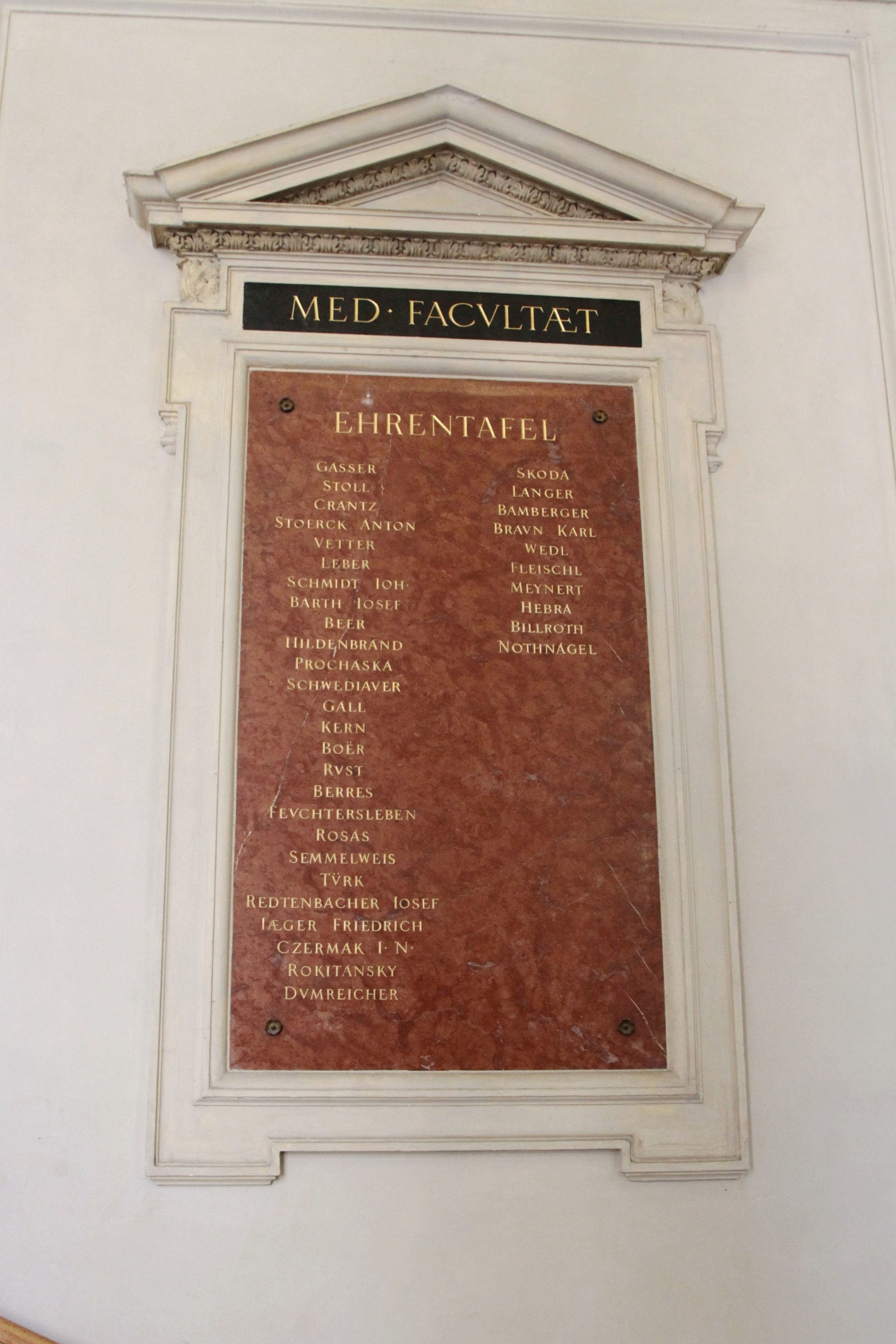Vienna Medical school roll of honour, Medical monuments, UNI Vienna.JPG
